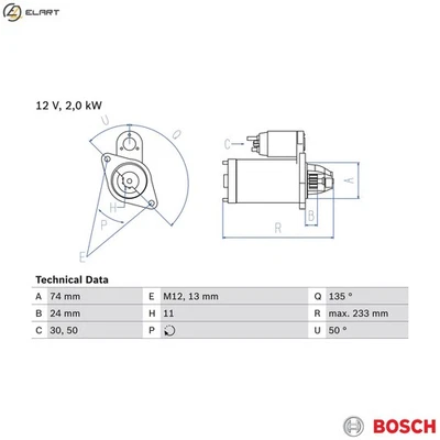 STARTER 0 986 023 240 FOR LEXUS TOYOTA COROLLA/QUEST/ALTIS/Verso AURIS RAV/III - Image 1 of 4