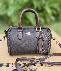 NWT Coach Mini Rowan Crossbody Bag In Signature Canvas With Fringe CCF30 - Picture 1 of 11
