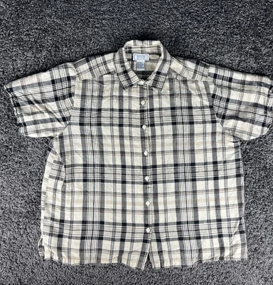 Женская льняная рубашка с коротким рукавом на пуговицах Jennifer Moore размер XL черная / бежевая  - Изображение 1 из 4