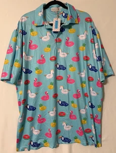 Proud Ninety Golf Polo Shirt Men 3XL Blue Graphic Print  Moisture Wicking - Picture 1 of 14