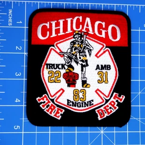 Chicago Illinois Fire Dept Truck 22 Eng 83 patch-Bin A - Picture 1 of 2
