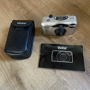 Vivitar Quartz Date PZ7000 oro 35 mm stato batteria LCD fotocamera punta e scatta pellicola - Foto 1 di 16