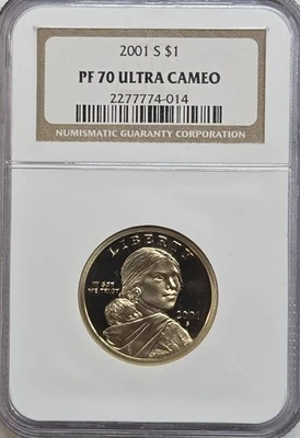 2001 S Sacagawea Dollar NGC PR70 Ultra Cameo  Perfect Coin #A-328 - Image 1 of 2