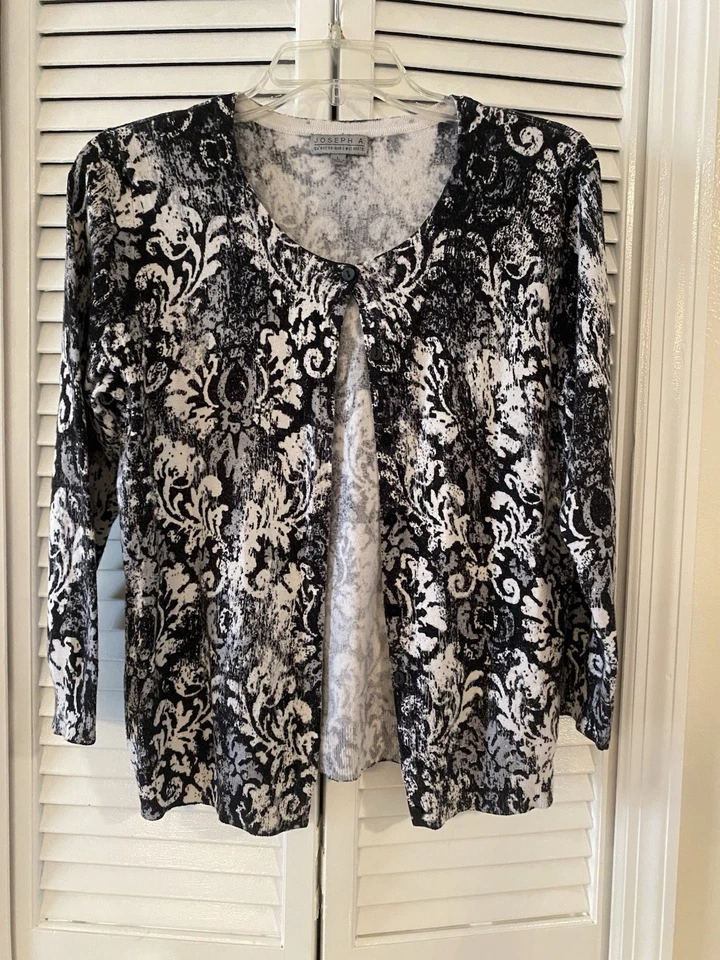 Cárdigan de seda Joseph A Qu'est-ce Que C'est suéter abotonado para mujer talla L carrera Foto 1 de 4