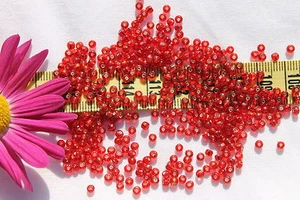 9/0 Old Time Vintage Venetian Made In Italy  Silver Lined Red  Seed Beads/1oz - Picture 1 of 1