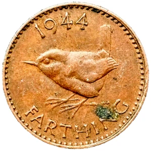 1944 Great Britain Coin 1 Farthing KM# 843 Europe UK Foreign Coins FREE SHIPPING - Picture 1 of 5