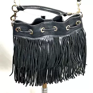 Rebecca Minkoff Handtasche Geldbeutel Finn Fransen schwarz Leder Crossbody Boho Western - Bild 1 von 9