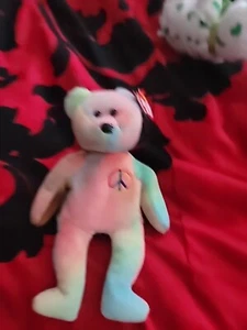 Ty Beanie Baby: Peace Bear 1996 - Multicolor Tag W Errors Retired! - Bild 1 von 6