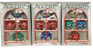 12 DOUBL*GLO Noma Glass Ornaments Mica Carriage Horses Bows Snowflakes IOB - Picture 1 of 13