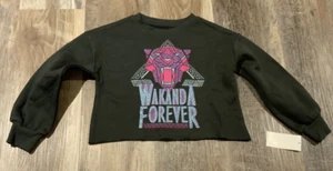 Girls' Black Panther Wakanda Forever Dreamy Fleece Sweatshirt Black XS 4/5 - Picture 1 of 2