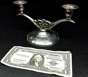 Oneida silver-plated candelabra double candlestick holder, elegant, for tapers