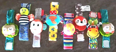 Lote de 8 cascabeles de muñeca para bebé Infantino mono abeja búho zorro araña Foto 1 de 4