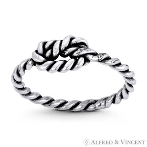 Anillo Promesa Marinero Marinero Plata Esterlina 925 Dije Nudo Amor Lazo Sobremano - Imagen 1 de 1