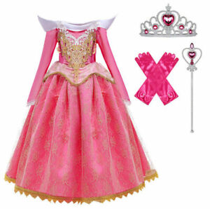 Girl Princess Dress Aurora Sleeping Beauty Gown Holiday Party Fancy Costume 2022