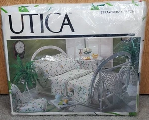 VINTAGE UTICA Twin Flat Sheet W/Ruffle Strawberry Patch II New - Picture 1 of 6