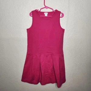 Crewcuts Tank Dress Girl 10 Pink Cotton Stretch Pleated Round Neck Pullover - Picture 1 of 6