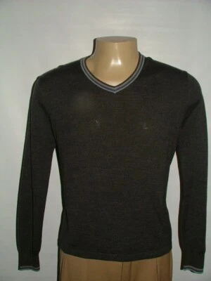 MENS TOSCANO V-NECK SWEATER SIZE M MERINO WOOL ACRYLIC GRAY SOLID #285 - Image 1 of 4