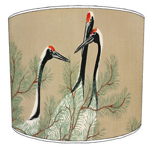 Japanese Oriental Cranes Lampshades, Ideal To Match Oriental Throws & Curtains