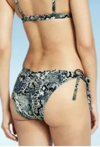 NET Women’s Side-Tie Cheeky Bikini Bottom - Shade & Shore Blue Snake MEDIUM M - Picture 1 of 4
