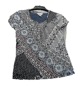 Christopher & Banks Gray multicolor womens size S short sleeve top. Stylish. - Picture 1 of 5