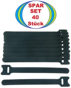 40 x Kabelklettband 150 x 22 mm schwarz Kabel Klettband Kabelbinder Klett Binder - Bild 1 von 5