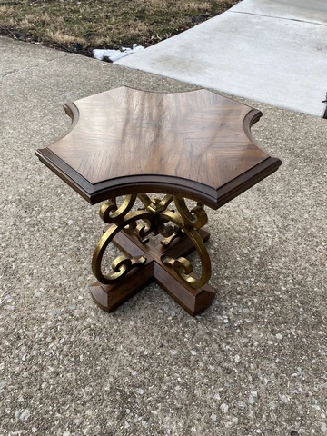 TALAVERA by DREXEL Ornate Wood and Metal Mid Century Side Table Cover