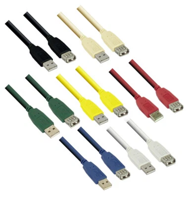 10 FOOT USB 2.0 A Extension Cable Black,Beige,Red,Yellow,Green,Blue,White Color - Image 1 of 4