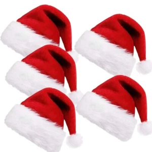 Paquetes de 5 o diez sombreros de Navidad de Santa - Imagen 1 de 4