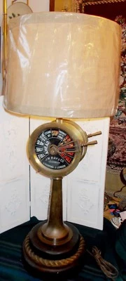 Raro J.W.Ray and Co. Lâmpada antiga de latão telégrafo de navio (Liverpool) 34" de altura - Imagem 1 de 4