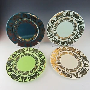 "Anthropologie The Met X 4 platos de postre blanco verde azul con oro 8,25"" NUEVO con caja" - Imagen 1 de 11