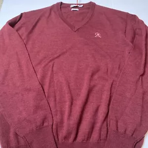 Peter Millar Golf Pullover V-Ausschnitt Large Burgund 100% Merinowolle CC Herbst Lagenlook - Bild 1 von 4
