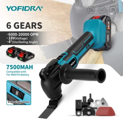 YOFIDRA Cordless Electric Oscillating Multi Saw Tool Sanding 6 Speed For Makita 18V UK