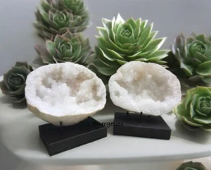 Grande coppia geode naturale cristallo naturale geode quarzo esemplare geode marocchino. - Foto 1 di 3