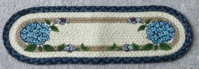 Blue Hydrangea Jute Braided Stair Tread or Table Runner by Earth Rugs - Image 1 of 3