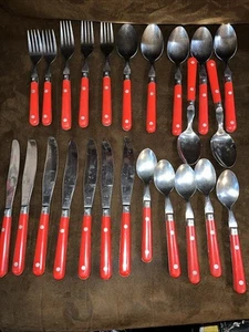 WF Washington Forge 24 piezas MARDI GRAS mango rojo cubiertos acero inoxidable Corea de colección - Imagen 1 de 6