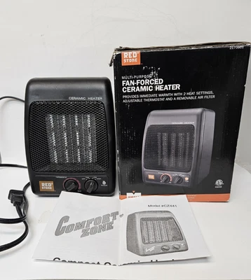 Calentador de espacio eléctrico de cerámica interior Red Stone con termostato y ventilador modelo CZ441T Foto 1 de 4