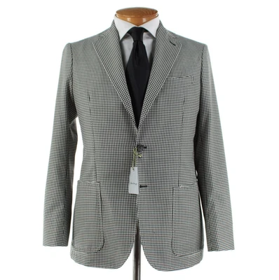 Abrigo deportivo de lana Sartorio Kiton nuevo con etiquetas talla 48R (~38R EE. UU.) en pata de gallo negro/blanco Foto 1 de 4
