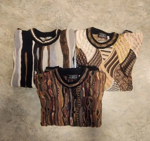 3 maglioni vintage ATG Canada maglia 3D stile Cosby Coogi multicolore anni 80/90 taglia L - Foto 1 di 24
