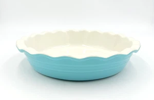 Plato para pastel Faberware Baker Advantage de cerámica de gres de 10" verde azulado y blanco usado en excelente estado - Imagen 1 de 6