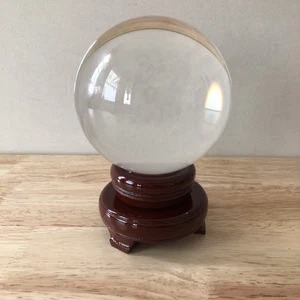 100MM Clear Crystal Ball 4Inch Glass Sphere and Stand Tarot etc. - Picture 1 of 6