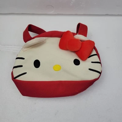 日本 Cherie Hello Kitty 毛绒红色蝴蝶结手提包单肩包钱包帆布手提包 — 第 1/4 张图片