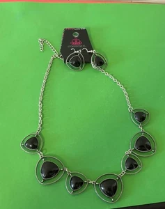 Navy Blue & Silver Impressive Paparazzi Necklace & Pierced Earrings On Card - Picture 1 of 5