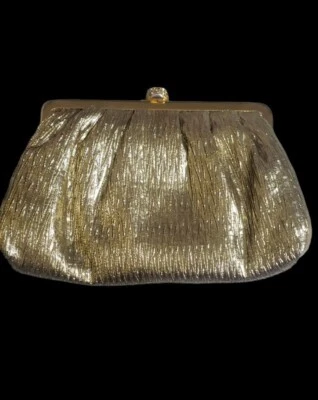 Cartera de Noche Formal Dorada De Colección GOLDCO Bolso de Cóctel Bolso sin asas Cierre Kisslock Foto 1 de 4