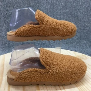 Dluxe By Dearfoams Shoes Womens 9-10 Lined Mule Slippers Brown Faux Fur Slip On - Picture 1 of 16