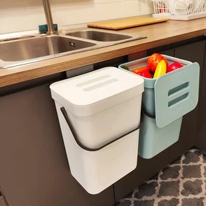 Hanging Trash Can 3.2 Gallon/12L Small Trash Can with Lid for Kitchen Cabinet... - Picture 1 of 7