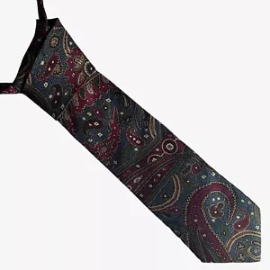 Corbata de seda vintage años 90 Lands' End cachemira azul marino, retro Y2K años 80 abstracta floral - Imagen 1 de 3