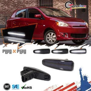 Smoke White Sequential Led Side Marker Lights For Mitsubishi Lancer EVO X Mirage - Picture 1 of 9