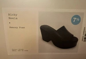 A New Day Women's Block High Heel Slip On Mule Sandals Leather Wide Width 7 1/2 - Picture 1 of 4