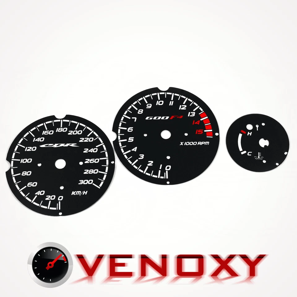 Cuadro de instrumentos de repuesto negro caras calibre Honda CBR 600 F4 1999-2000 KM/H Foto 1 de 1