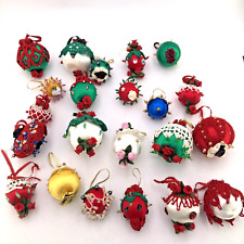 Lot Vintage  ROSES Christmas Hand Made Push Pin Beaded Lace Crocheted Ornament